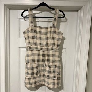 Olivaceous Checkered Mini Dress in Cream and Black